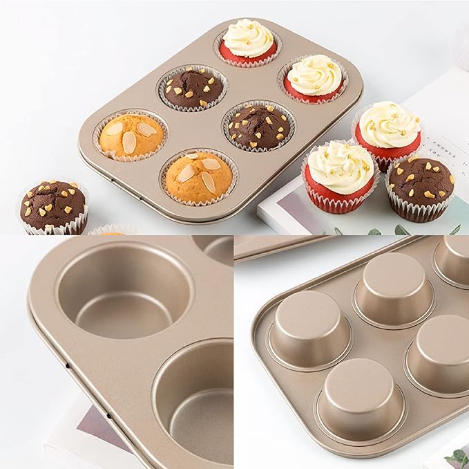 6 Cups Carbon Steel Nonstick Bakeware Muffin Pan