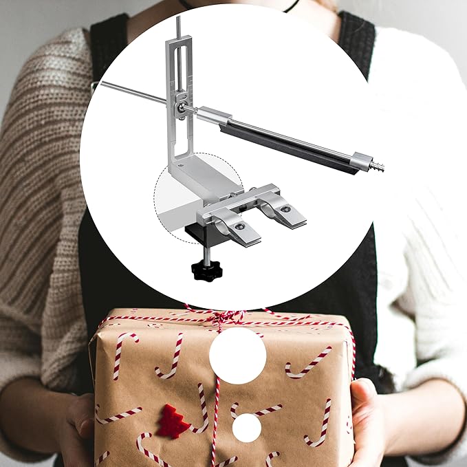 CWOVRS Knife Sharpening System, 360° Flip Quick C-Clamp Fix Angled Knife Sharpener, 2 Set Angle Systems, Adjustable Dual Knife-Clip, Chef Knife Sharpening Kit with 4 Diamond Stones 2 Water Stones Kit