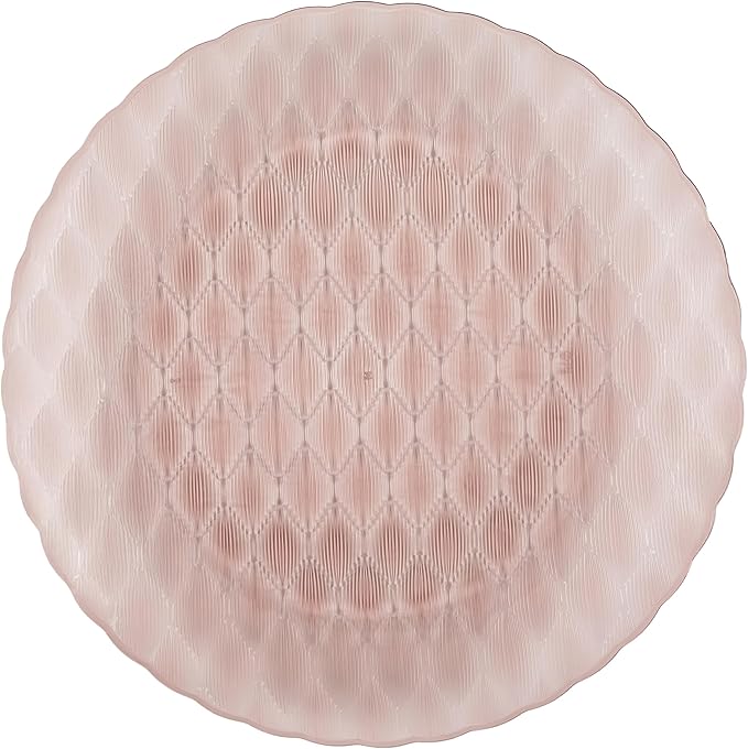 PLASTICPRO 64 Pack Plastic Dishes Set of 32-10 inch Plates and 32-7 inch Plates, Elegant Translucent Rose Color Disposable Fancy Tableware Premium Heavyweight