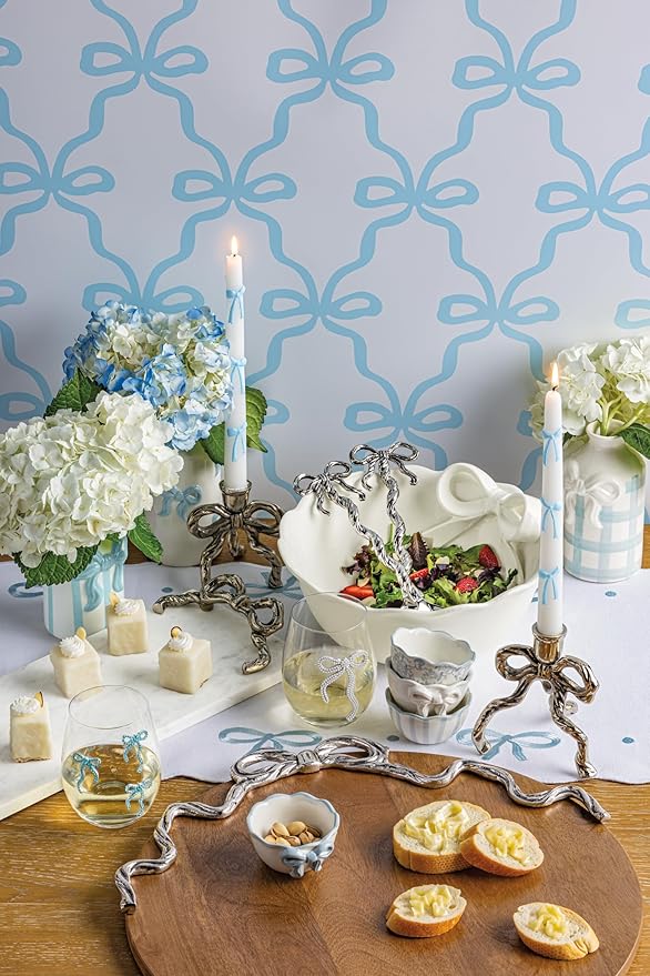 Mud Pie Ceramic Stripe and Blue Bow Ramekins
