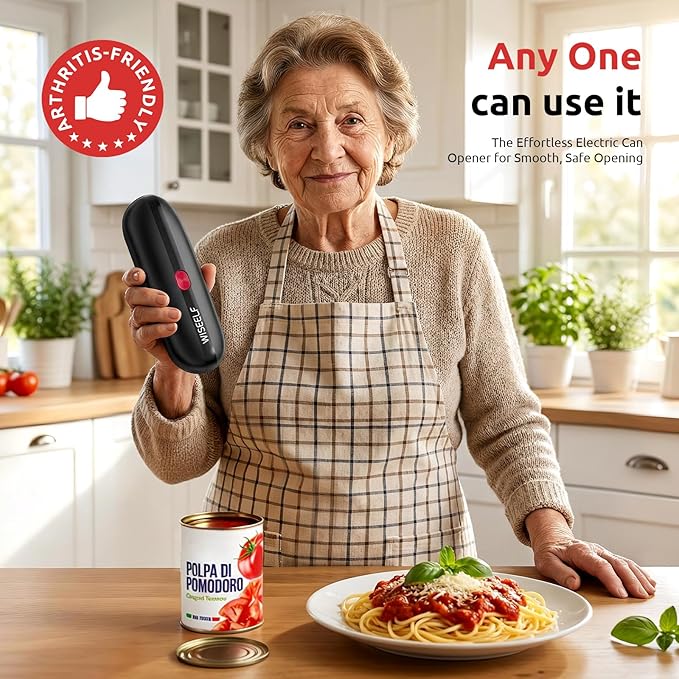 Electric Can Opener, One-Touch Automatic Can Opener for Seniors Fits All Can Sizes, Hands-Free&Smooth Safety for Arthritis and Kitchen