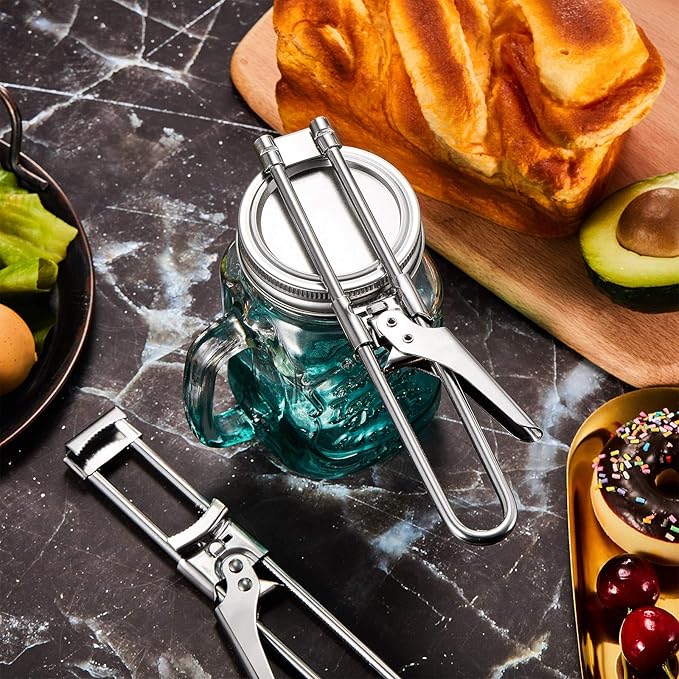 Patelai 2 Pieces Master Opener Adjustable Jar and Bottle Adjustable Multifunction Stainless Steel Can Jar Lid Gripper Manual Opener Kitchen Accessories for Weak Hands Seniors