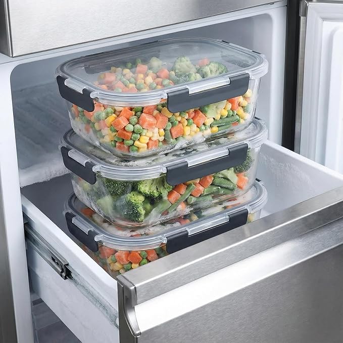 5 Pack 36oz Borosilicate Glass Food Storage Containers Set with Lids, Freezer Meal Prep Containers, Airtight Bento Lunch Container Set, Oven, Freezer and Dishwasher Safe, BPA Free, Kitchen Storage Set