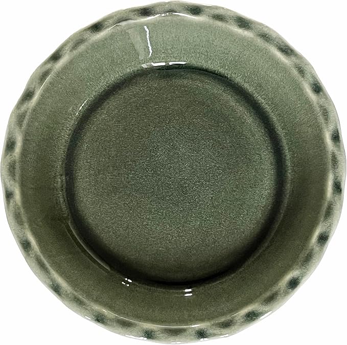 Emile Henry Made In France 175th ANNIVERSARY PIE DISH, GREEN/IVORY