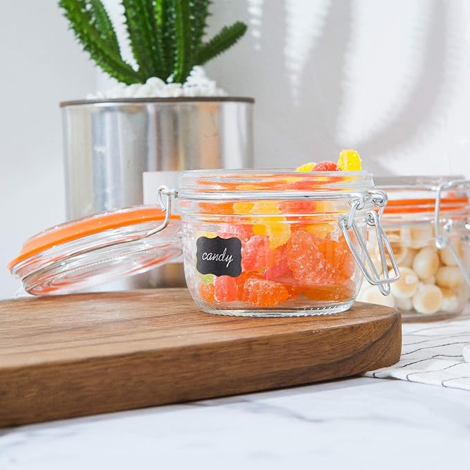 Encheng Small Glass Jars With Airtight Lids, Glass Spice Jar 5 oz,Maosn Jars With Leak Proof Rubber Gasket 150ml,Glass Storage Containers With Hinged Lid,Kitchen Canisters 12 Pack