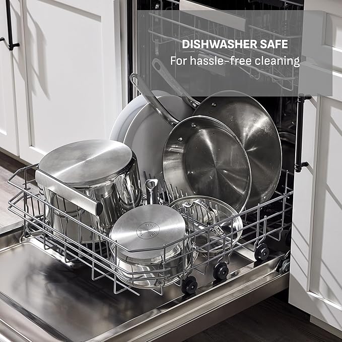 T-Fal Gourmet 11" & 12" Stainless Steel Pan Set, Induction Compatible, Dishwasher Safe, Oven Safe to 500°F, Skillet Set, Frying Pans, Silver