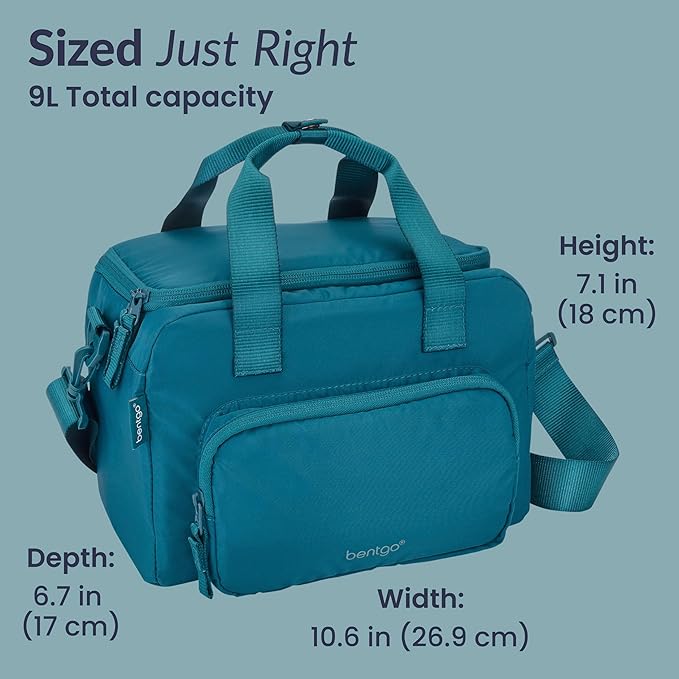 Bentgo Insulated Lunch Bag – Extra-Large Capacity Adult Lunch Bag with Shoulder Strap and External Storage Compartment, Durable, Lightweight, Ideal for Work, School, & Meals On the Go (Deep Teal)