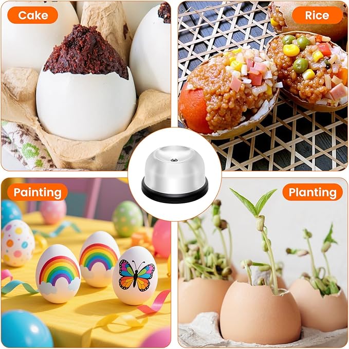 Egg Piercer for Boiling & Baking, Stainless Steel Egg Puncher with Spring-Loaded Needle & Non-Slip Base, Prevents Cracking for Perfect Hard/Soft Boiled Eggs, Eggshell Peeler Tool (Black)