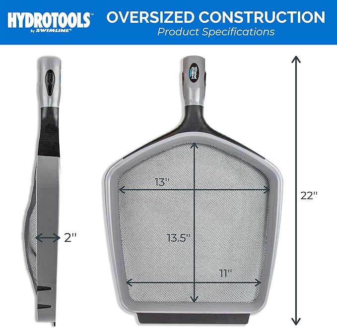 SWIMLINE HYDROTOOLS 80600 H20 Pro Series Professional Service-Grade Leaf Skimmer Head With Rubber Bumper | For Swimming Pool Spa Pond Hot Tub | Leaves Bugs Debris Cleaning | Heavy Duty Extra Large