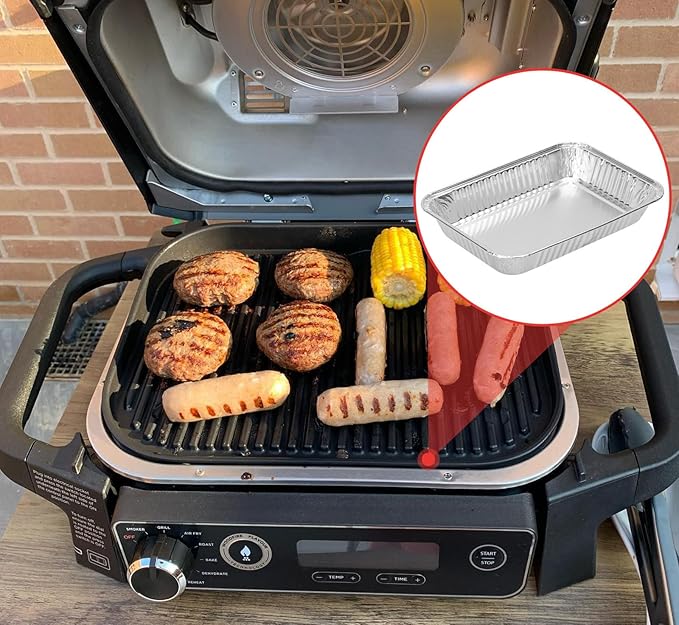 15-Packs Grease Tray Liners for Ninja OG800 & OG900 Series Woodfire Outdoor Grill XL Pro Accessories Disposable Aluminum Smoker Drip Pan Liners for Ninja OG901 OG850 OG951 OG952 Drip Pan Liner
