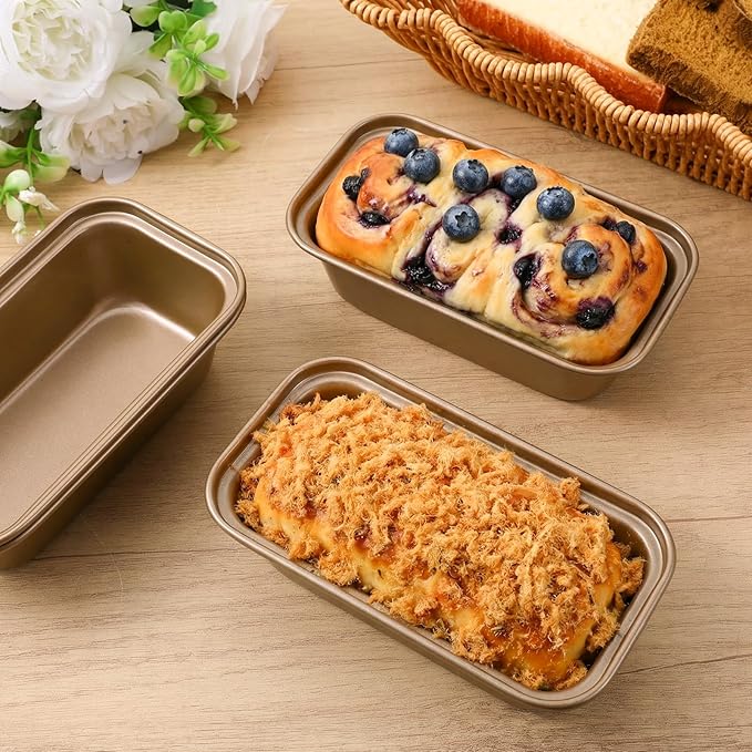 12 Pcs Mini Loaf Pans, Easy-Clean Non-Stick Carbon Steel Bread Pan, Meatloaf & Shortbread, Oven & Dishwasher Safe Pan for Meatloaf Breads Cakes Shortbread Lasagnas, Even Heat Distribution