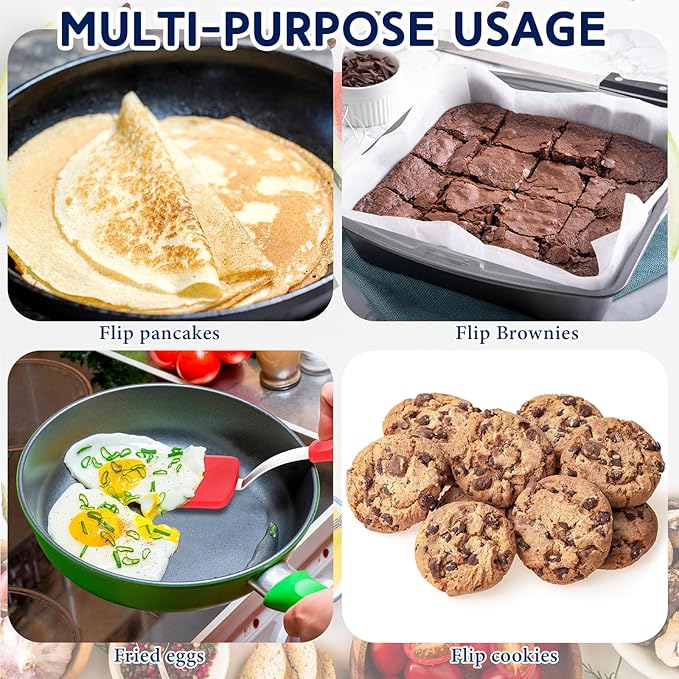 Small Silicone Spatula Flexible Silicone Cookie Spatula Heat Resistant Small Pancake Turner for Kitchen Use Nonstick Cookware No Scratch Cooking Flipper for Egg Pancake