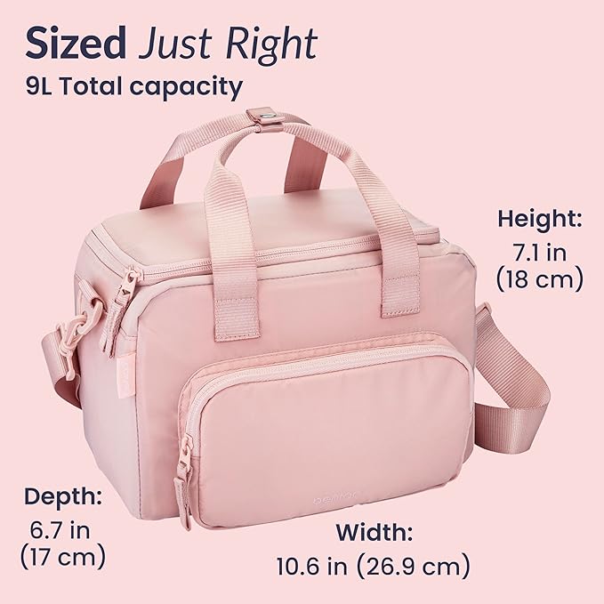 Bentgo Insulated Lunch Bag – Extra-Large Capacity Adult Lunch Bag with Shoulder Strap and External Storage Compartment, Durable, Lightweight, Ideal for Work, School, & Meals On the Go (Soft Blush)