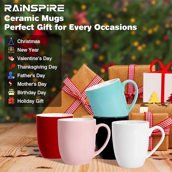 Urbanstrive 16 oz Large Coffee Mugs Set of 4 Ceramic Coffee Mug Multicolor Coffee Cups Tea Cups Idea Gift for Women Men House Warming Gifts New Home Office, Multicolor 4 Pack