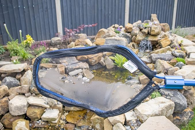 PondH2o Heavy Duty Pond Net for Skimming Water Garden Koi Fish Pond with Telescopic Pole That Extends to 9' 8'', Remove Debris or Catch Fish for Backyard Pond or Pools