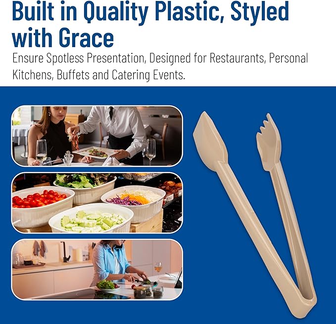 Carlisle FoodService Products 460606 Carly Salad Tong, 6" Salad Tong, Beige (12 Pack)