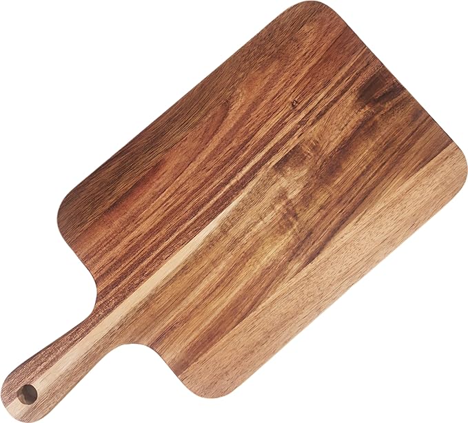 ZeQi 6PCS Small Acacia Wood Cutting Board with Handle 13.7''X7'', Chopping Board, Charcuterie Board, Serving Board for Cheese, Bread, Meat, Vegetables & Fruits (6 Pack Rectangular)