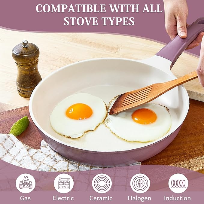 UPIT Non Stick Ceramic Wok Pan Skillet | Scratch-Resistant PFOA & PFOS Free Non Toxic Wok for Cooking | Compatible with Induction, Gas & Electric Stovetops (9.5 inch)
