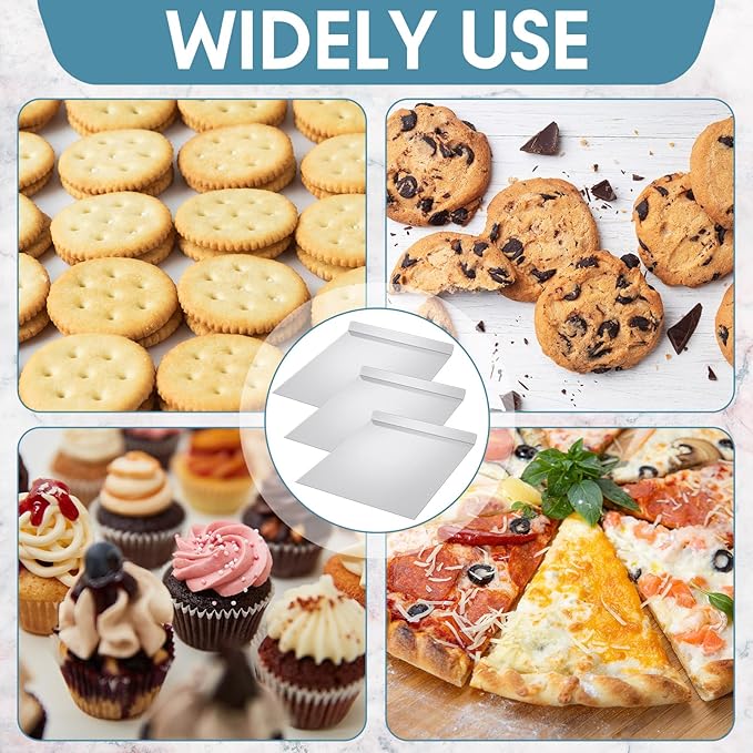 3 Pcs Large Flat Cookie Baking Sheets 13 x 16 Inch Aluminum Cookie Sheet Flat Insulated Baking No Edges Pans Pan Tray for Oven Bake Cooking