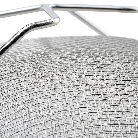 Winco Strainer, 10.5-Inch Diameter, Double Mesh, Medium, Nickel, Tan