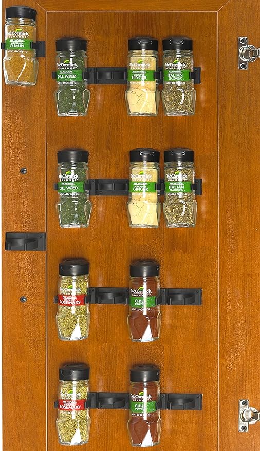 Simple Houseware 20 Spice Gripper Spice Accessories Spice Organizer- 4 Strips, Holds 20 Jars, Black