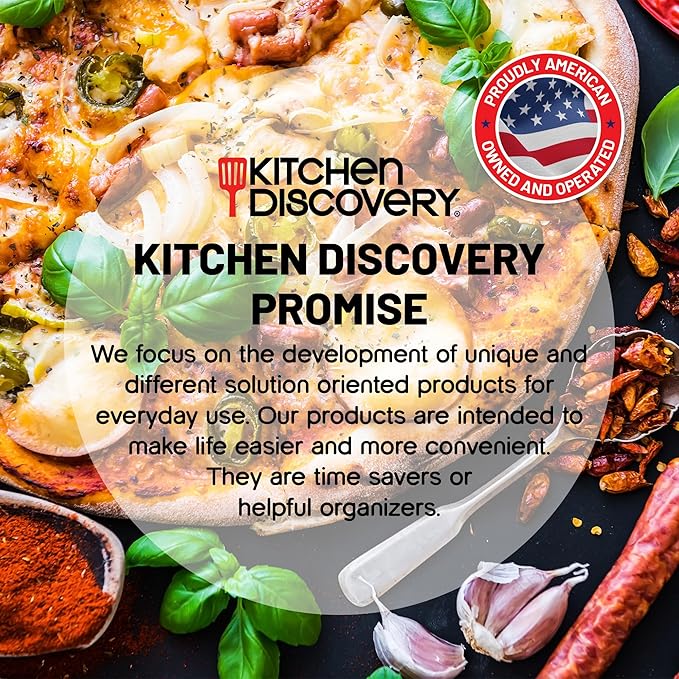 Stainless Steel Pizza Cutter – Kitchen Discovery – Pizza Wheel Cutter Slices Cleanly Through Gooey Cheese, Thick Toppings and Crispy Crust – Built In Safety Features Protect Hands
