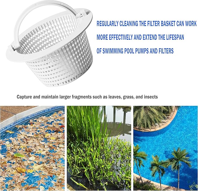 Above Ground Pool Thru-Wall Skimmer Baskets with Handles, Swimming Pool Replacement Baskets - Standard Small Thru-Wall Size -2 Pack