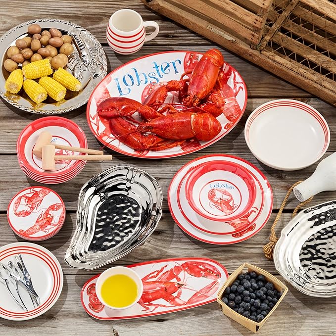 Silver Plated Porcelain Oyster Platter – 15.5 x 10 Inches, Tarnish-Resistant Elegance for Dining & Entertaining