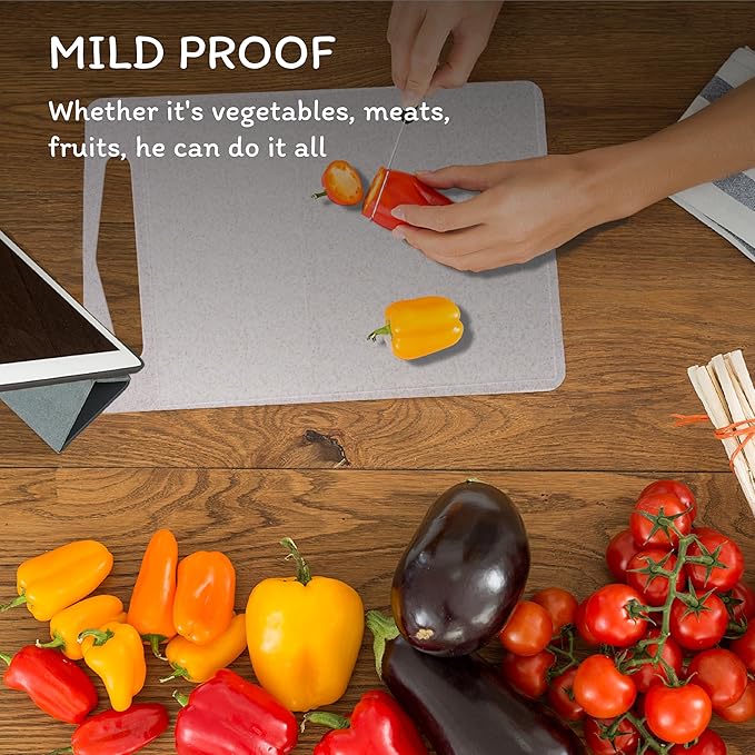 Cutting Board for Kitchen, Wheat Straw Fiber Cutting Board, Dish Washer Safe, w/Juice Grooves for Meat, Veggies, Easy Grip Handle, Non-slip Surface Eco-friendly Serveware Accessories(15‘x10’)