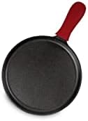 Lodge Pre-Seasoned Cast Iron Griddle with Red Handle Holder, 10.5 Inches