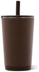HydroJug Everyday Tumbler 14 oz, Ceramic-Lined Straw Cup, Chestnut