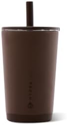 HydroJug Everyday Tumbler 14 oz, Ceramic-Lined Straw Cup, Chestnut