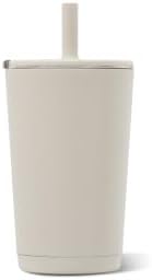 HydroJug Everyday Tumbler 14 oz, Ceramic-Lined Straw Cup, Linen