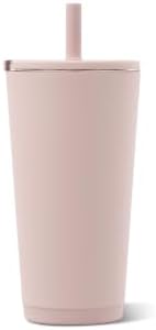 HydroJug Everyday Tumbler 20 oz, Ceramic-Lined Straw Cup, Dusty Rose