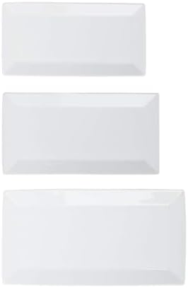Amazon Basics 3-Piece Porcelain Serving Platters, Oven Safe, for Entertaining, Appetizer, Dinner, Dessert, 12.75 inch, 11 inch, 10 inch, White