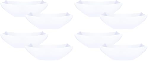 PLASTICPRO Disposable 32 ounce Square Serving Bowls, Party Snack or Salad Bowl, Medium Plastic Elegant White Pack of 8