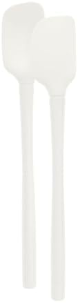 Tovolo Flex Core Mini Silicone Spatula Spoonula Set of 2 for Cast Iron Non Stick Cooking & Baking, Dishwasher Safe Spatula & Spoonula All Silicone Heat Resistant BPA Free Kitchen Utensil, White