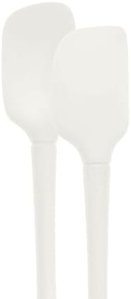 Tovolo Flex Core Mini Silicone Spatula Spoonula Set of 2 for Cast Iron Non Stick Cooking & Baking, Dishwasher Safe Spatula & Spoonula All Silicone Heat Resistant BPA Free Kitchen Utensil, White