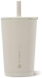 HydroJug Everyday Tumbler 14 oz, Ceramic-Lined Straw Cup, Linen