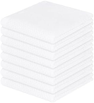 Homaxy 100% Cotton Waffle Weave Kitchen Dish Cloths 8-Pack, White