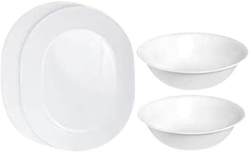 Corelle 12-1/4-Inch Serving Platter, Winter Frost White - 2-Pack with 1-Quart Serving Bowl, Winter Frost White 2PK - Bundle Set of 4