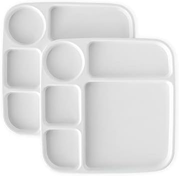 Nordic Ware Divided Meal Tray, Set of 2, White, Microwave Safe Polypropylene