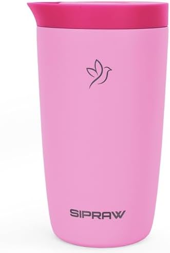 12oz Travel Coffee Mug with Lid | Insulated Stainless Steel Tumbler for Hot & Cold Drinks | Leakproof, Reusable, BPA Free, Dishwasher Safe, Cup Holder Friendly, Pink
