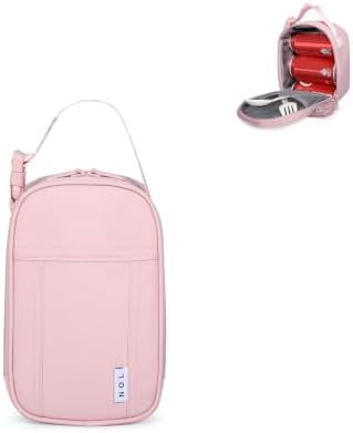 NOL Small Insulated Snack Bag Mini Freezable Cooler Pouch 3L fit 3 Cans | Wide-Mouth 6hours Cool & Warm Lightweight Leakproof Nylon Box for Work Travel Pink