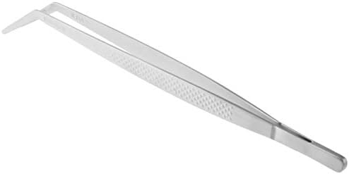 Mercer Culinary 18-8 Stainless Steel Precision Plus Chef Plating Tong, Curved Tip, 9-3/8 Inch