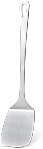 Stainless Steel Spatula, Metal Spatula Solid Turner, Heavy Duty Sturdy Spatulas for Kitchen Use, High Heat Resistant Cooking Utensils for Fish Eggs Pancakes, Dishwasher Safe, Easy to Clean, Silver