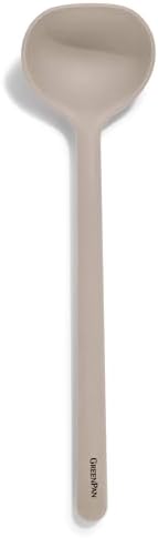GreenPan Silicone Ladle, Soup Mixing Stirring Serving, Cooking Kitchen Utensil, Flexible Rubber Nonstick Cookware, Rigid Steel Core, Heat-Resistant, Anti-Slip Handle, BPA-Free, Dishwasher Safe, Taupe