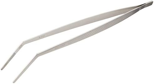 Mercer Culinary 18-8 Stainless Steel Precision Plus Chef Plating Tong, Curved Tip, 11-3/4 Inch