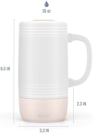 Ello Jane 18oz Ceramic Travel Mug with Handle and Built-In Coaster, Sandbar