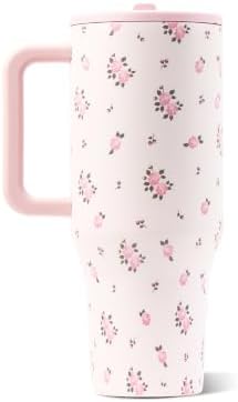 HydroJug Traveler 40oz, Insulated Tumbler with Handle & Straw, Wildrose